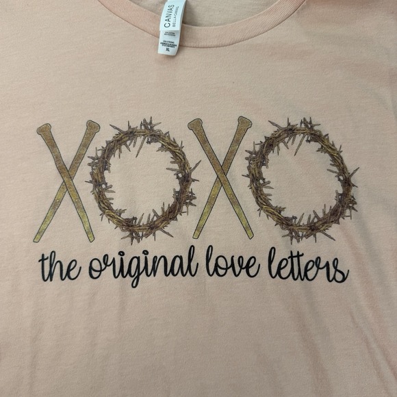 Bella + Canvas Tops - Original‎ Love Letters Screen Print Tee XL Pink